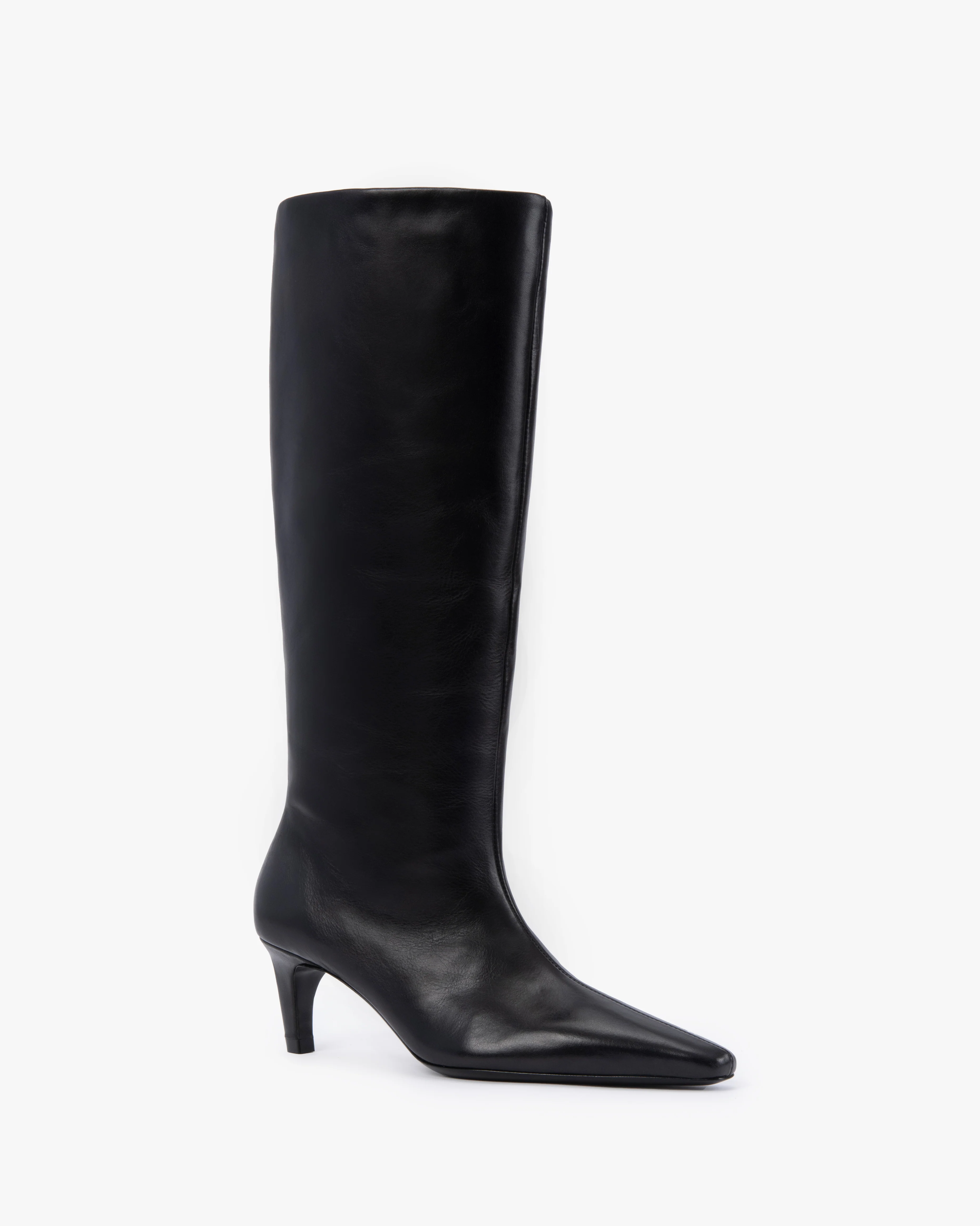 Cave Knee Boot in Black Leather - Image 3