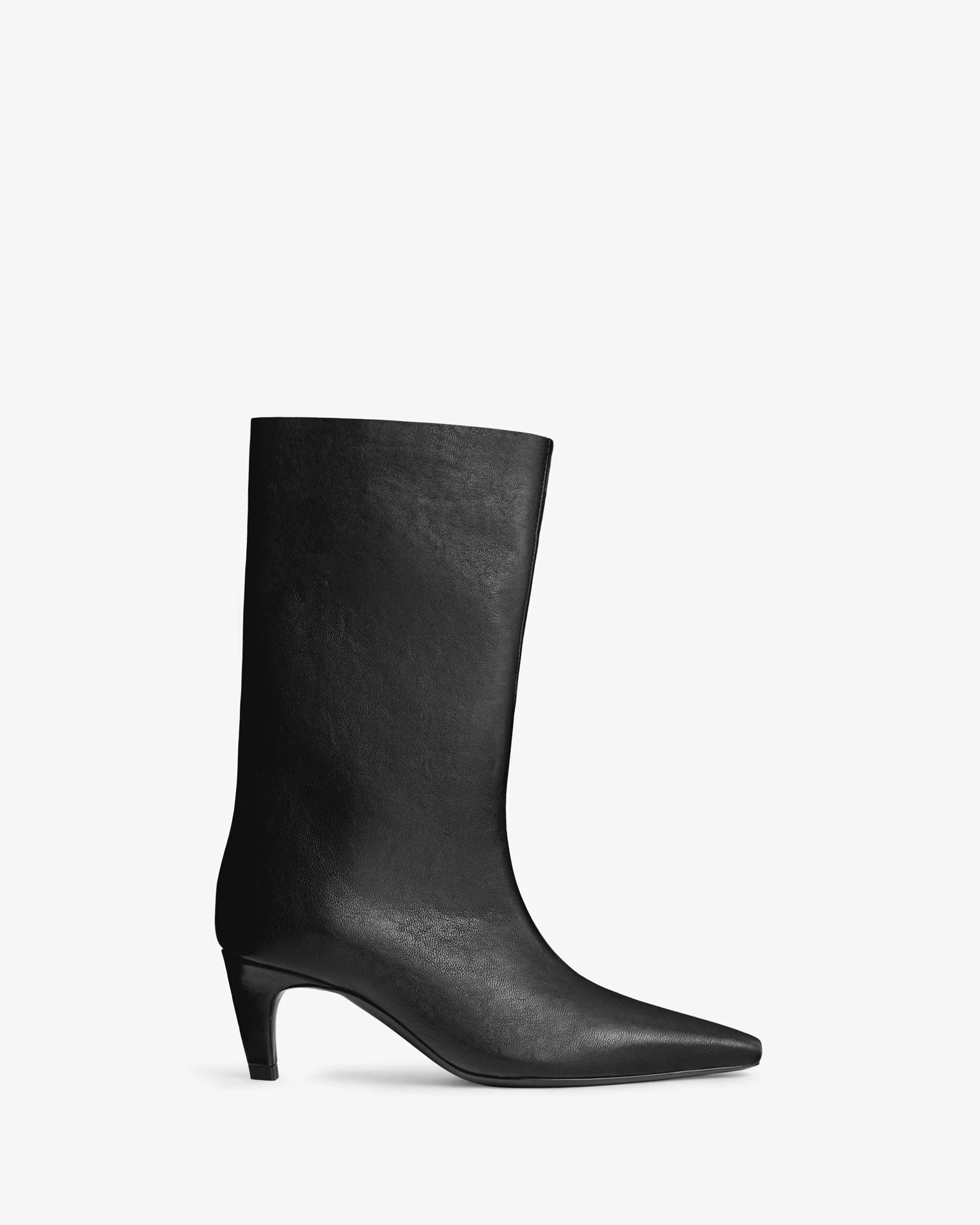 Cave Mid Calf Boot in Black Leather