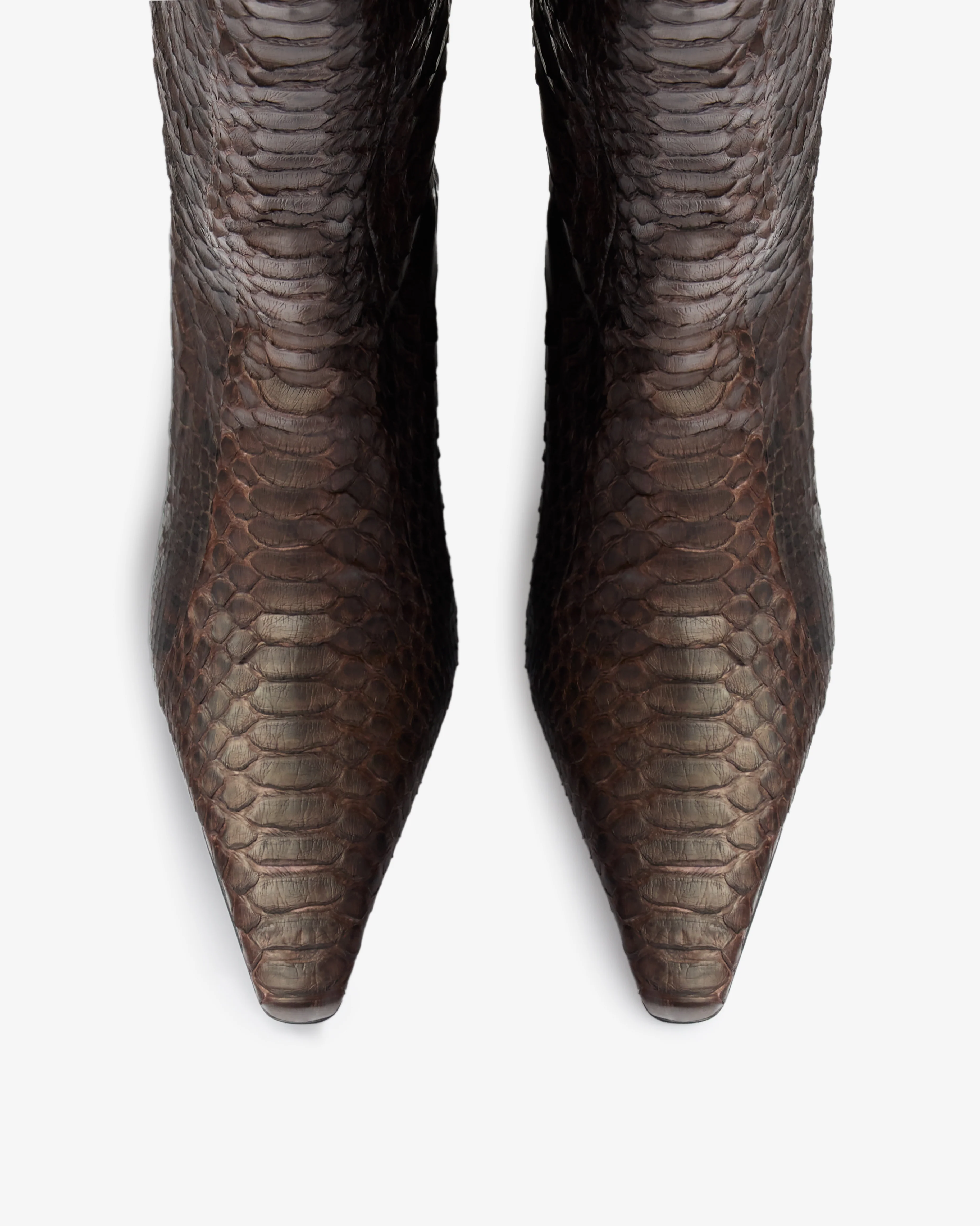 Cave Mid Calf Boot in Dark Brown Python Leather - Image 3
