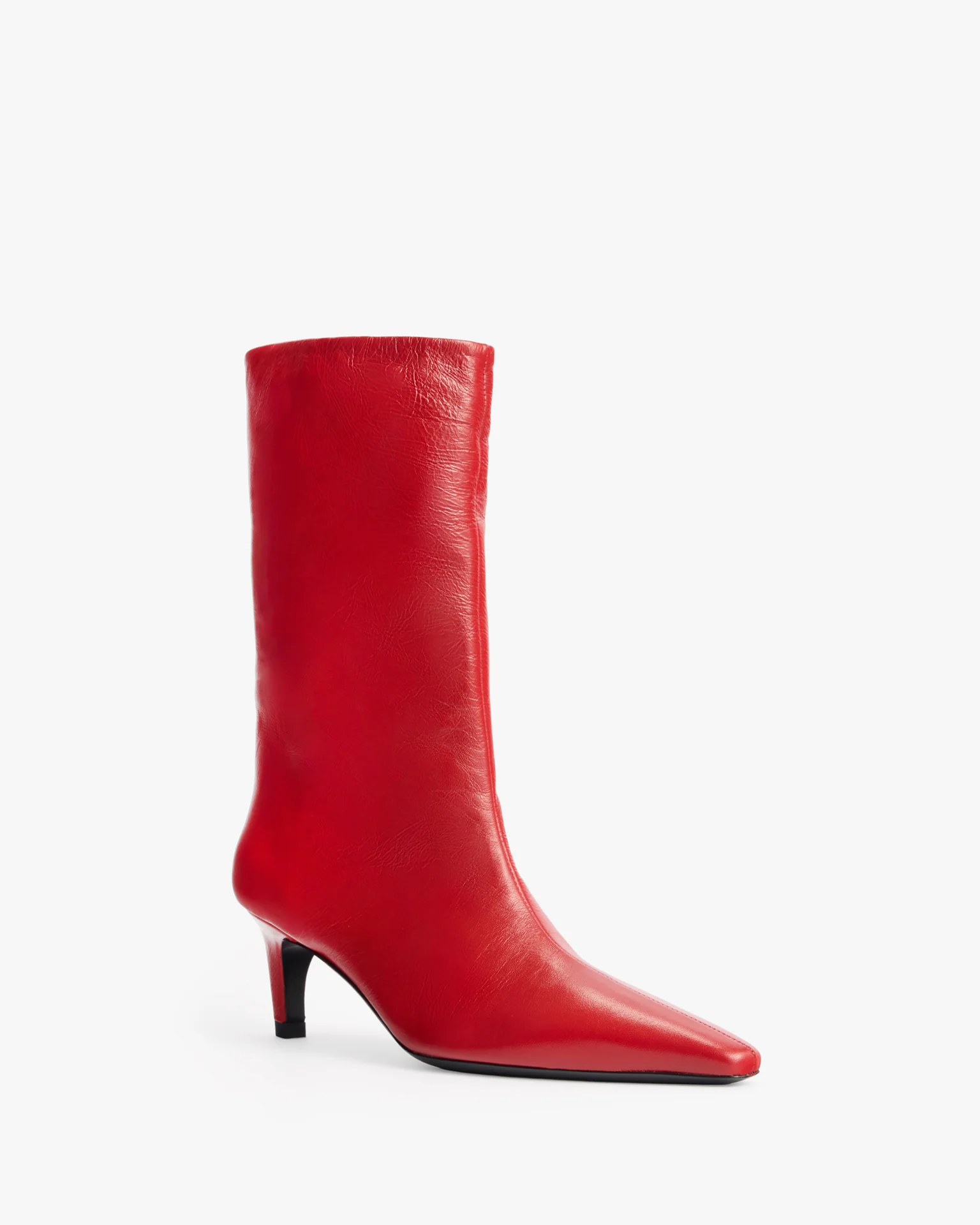 Cave Mid Calf Boot in Red Creased Leather - Image 3