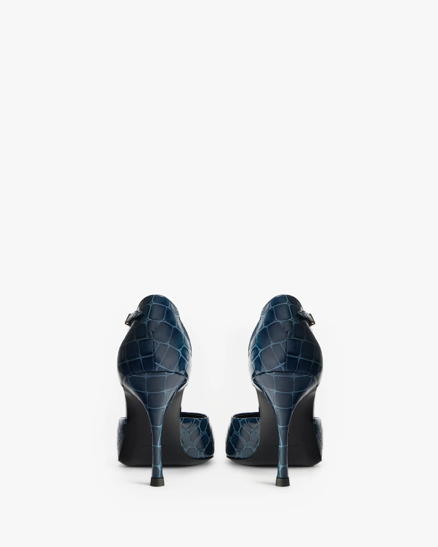 Court Pump in Ink Croc Embossed Leather - Image 4