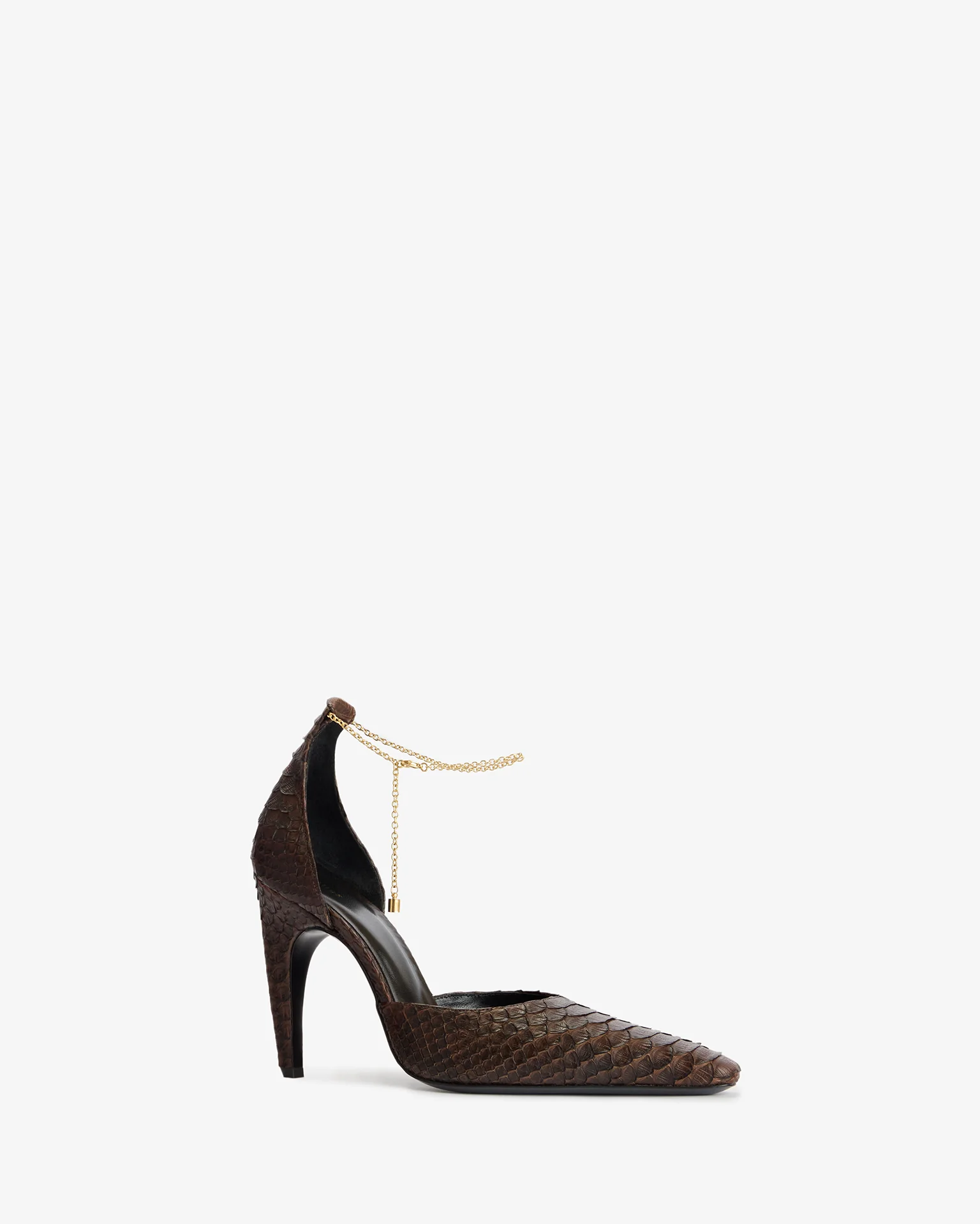 Faith Pump in Dark Brown Python Leather - Image 4