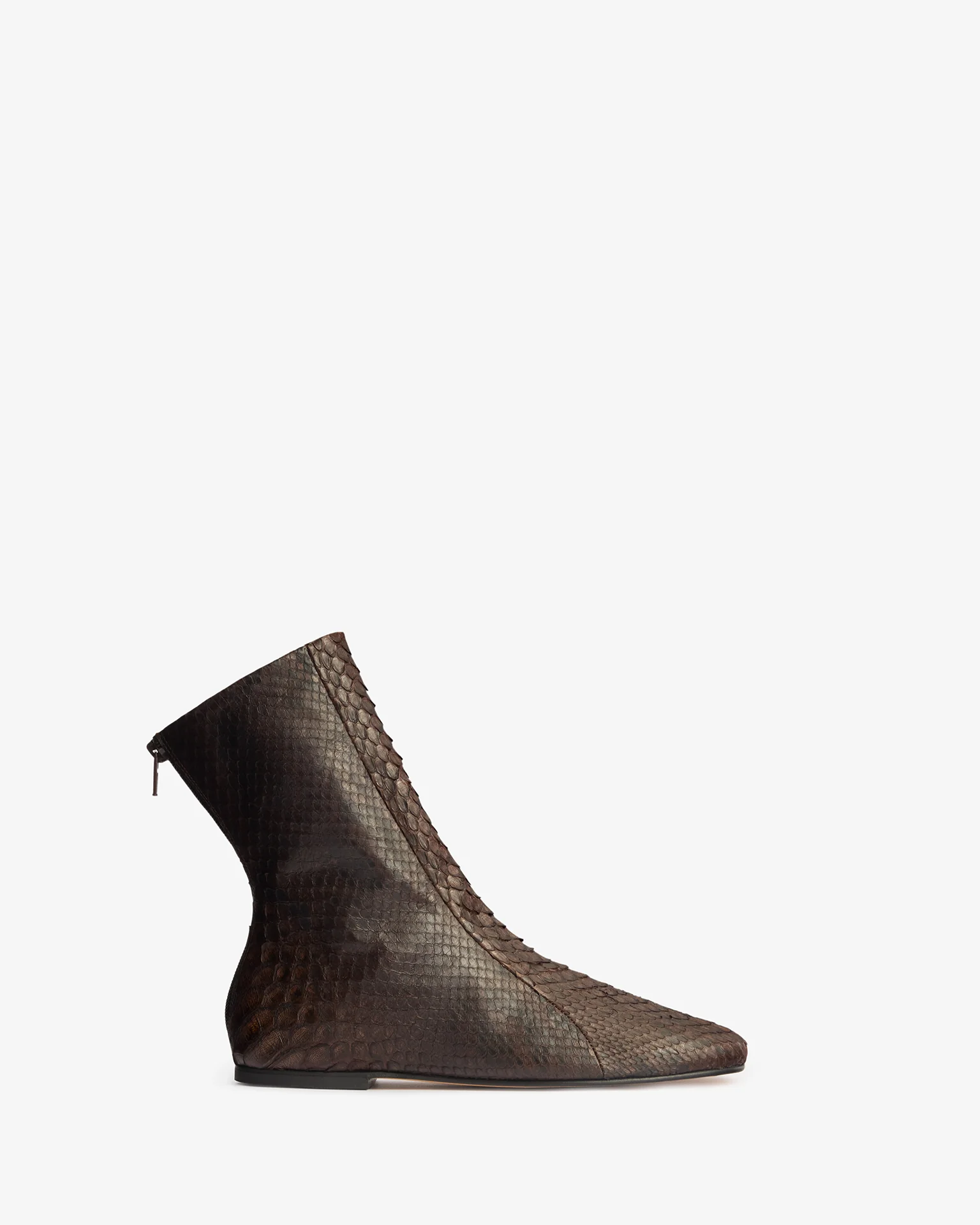 Floor Ankle boot in Dark Brown Python Leather