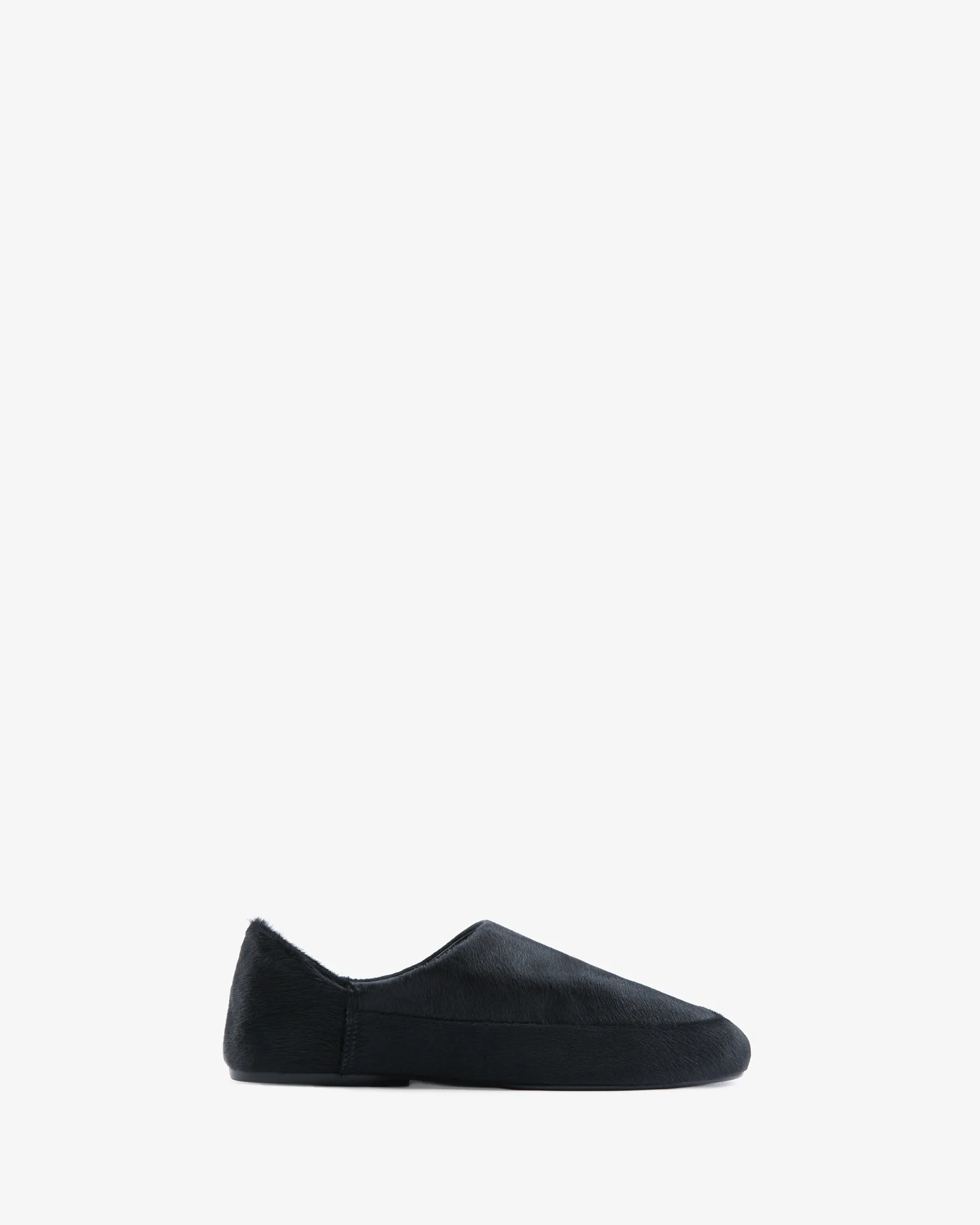 Floor Slipper in Black Pony Leather