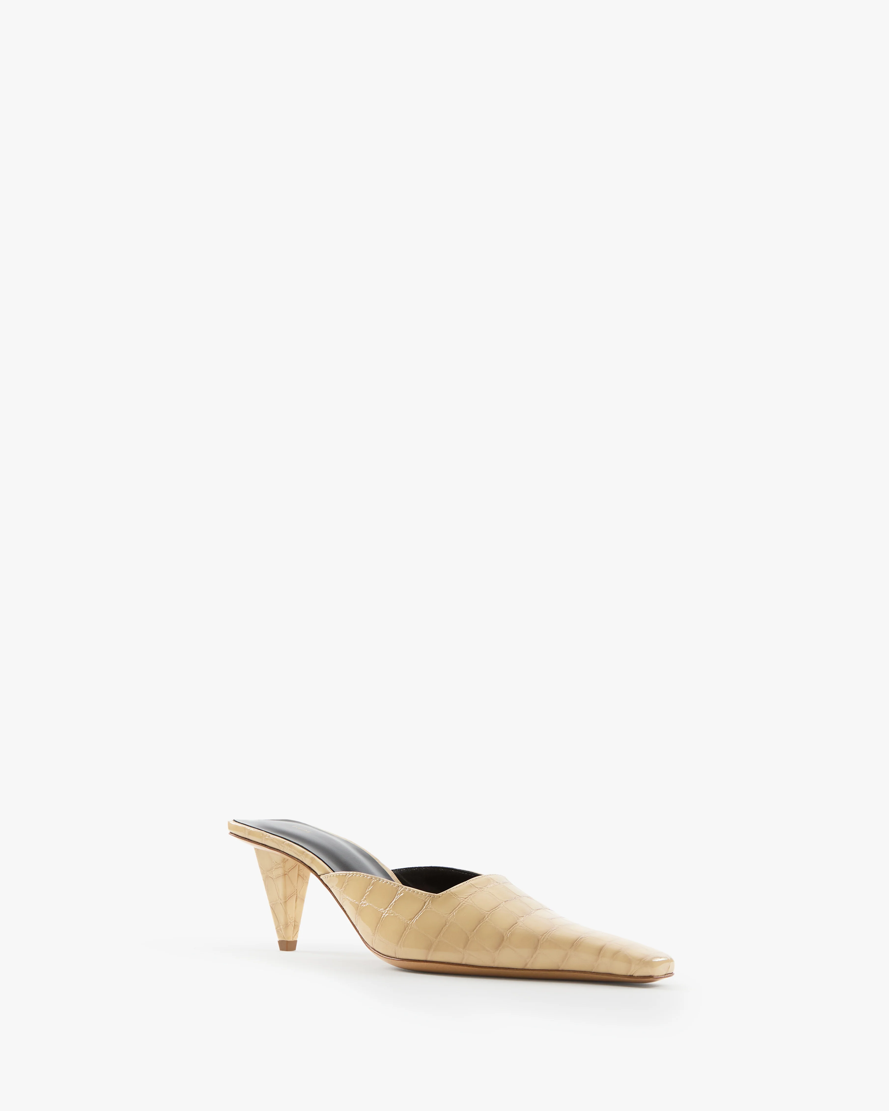 Iris Mule in Beige Croc Embossed Leather - Image 2