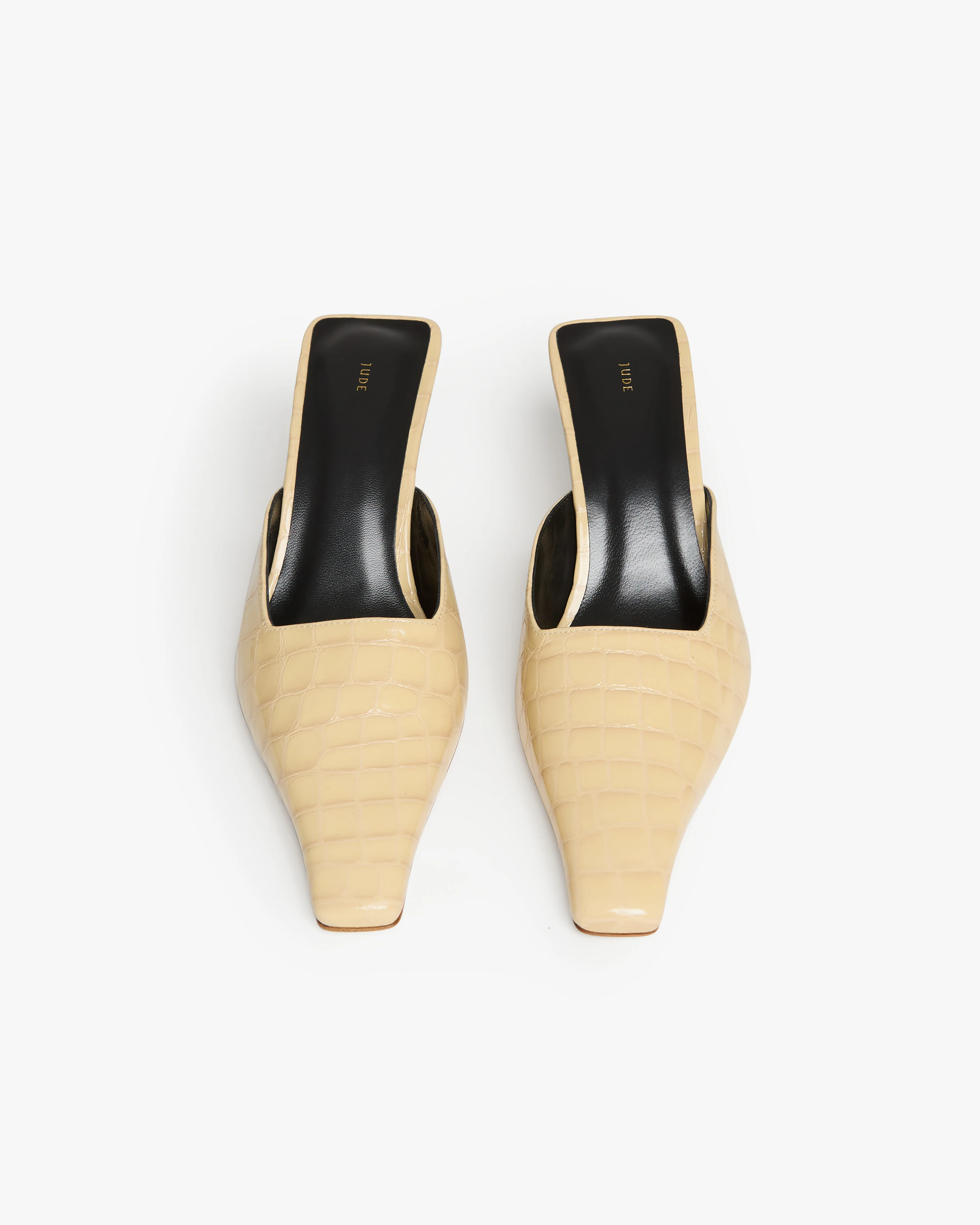 Iris Mule in Beige Croc Embossed Leather - Image 3