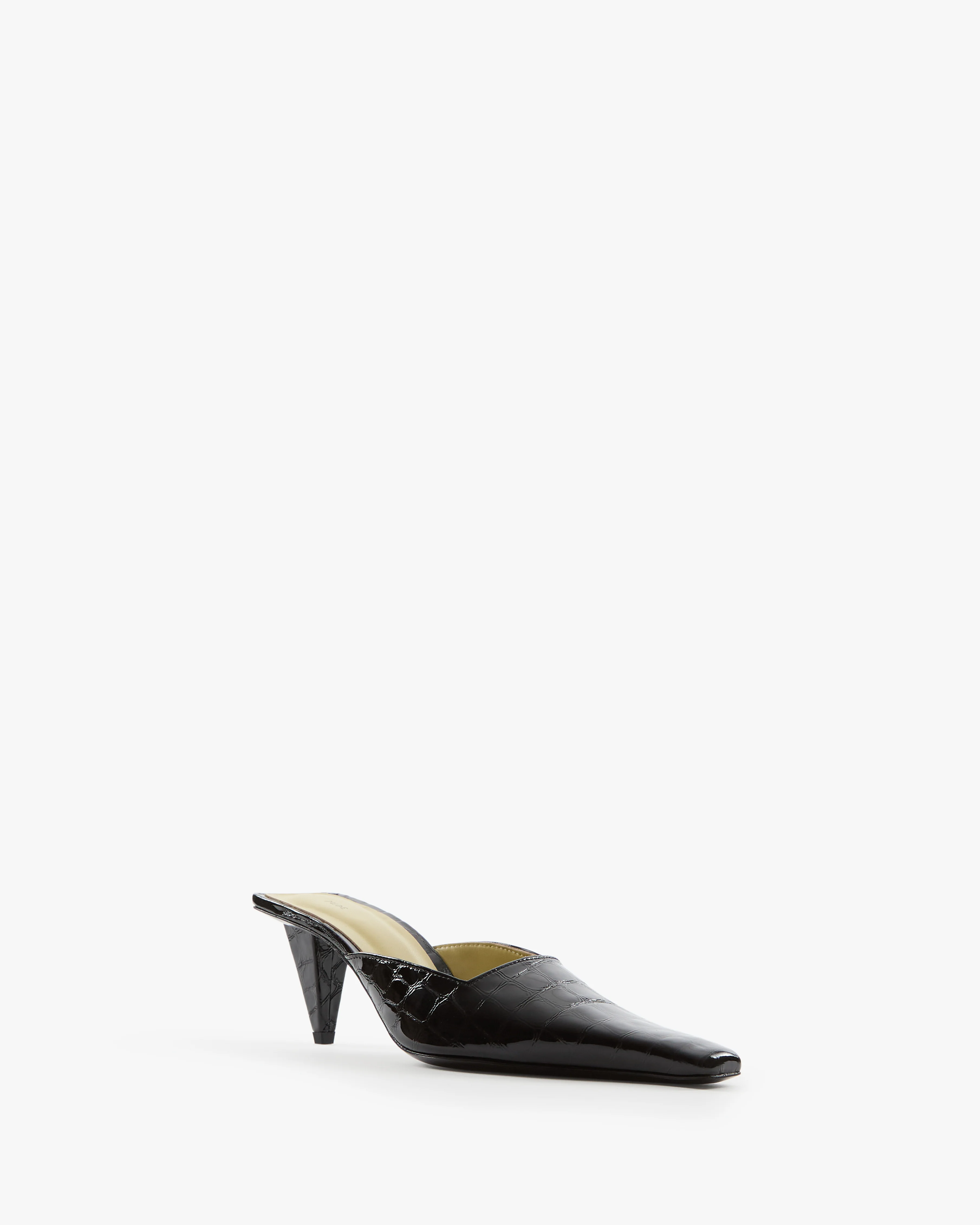 Iris Mule in Black Croc Embossed Leather - Image 2