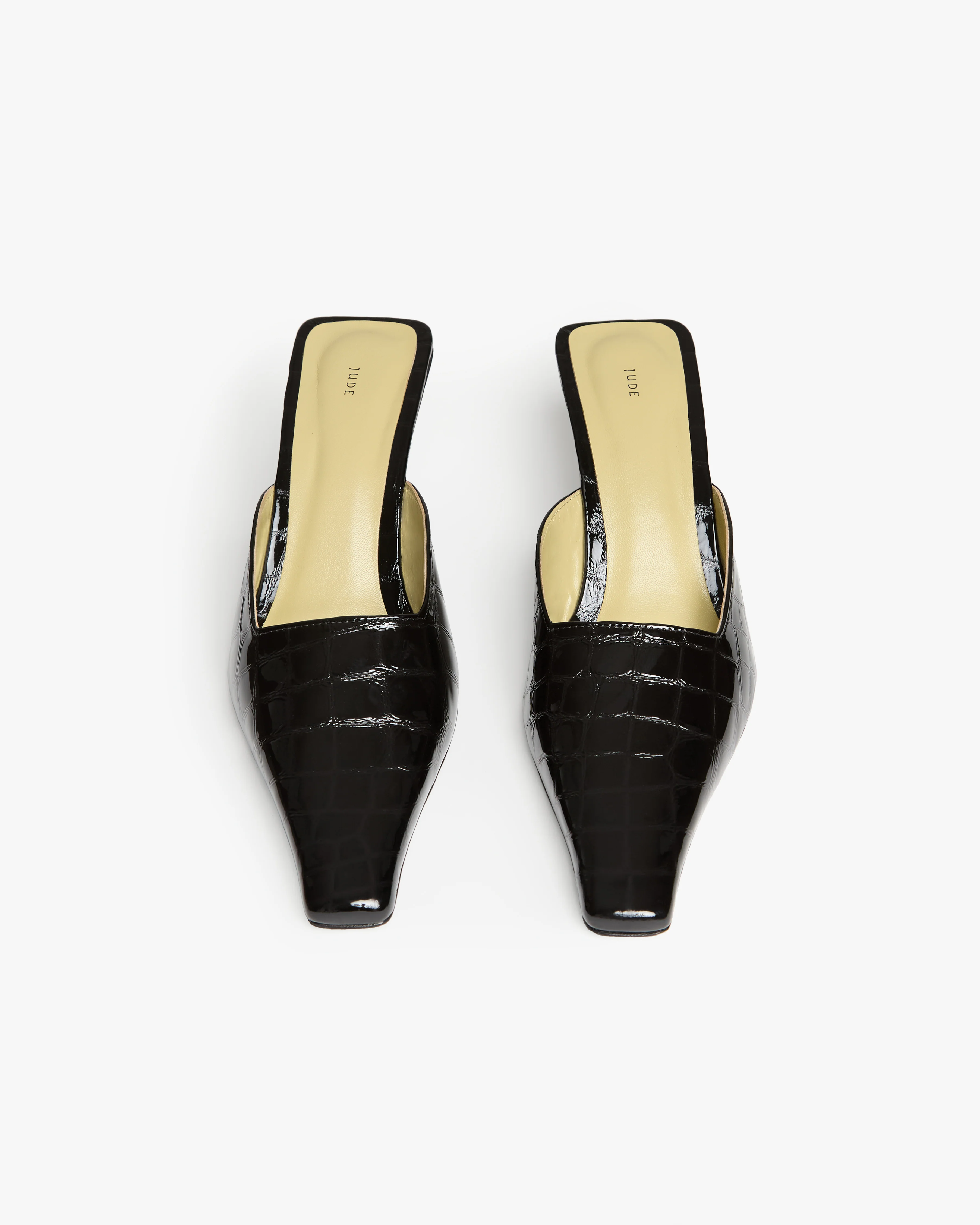 Iris Mule in Black Croc Embossed Leather - Image 3