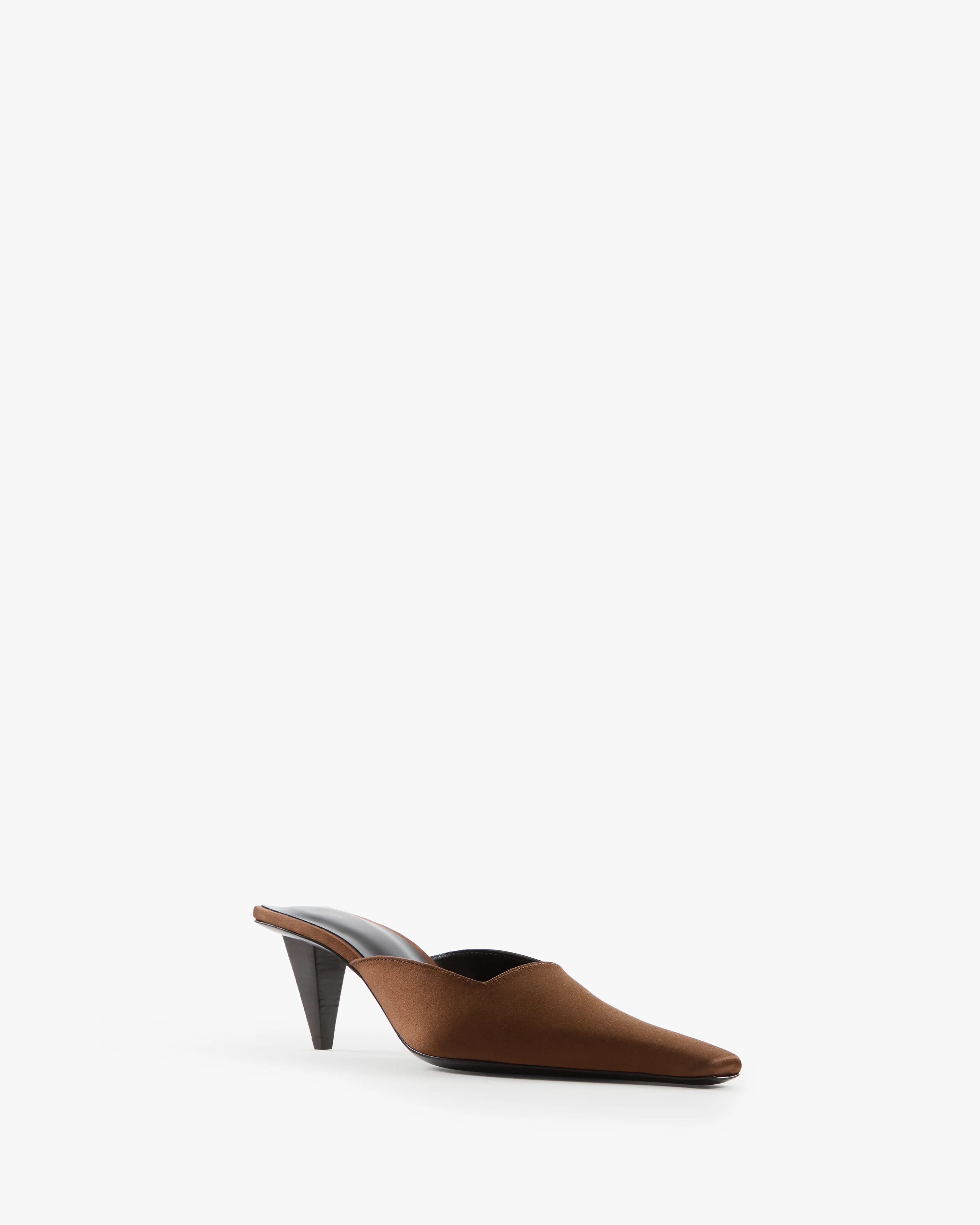 Iris Mule in Brown Silk Satin - Image 3