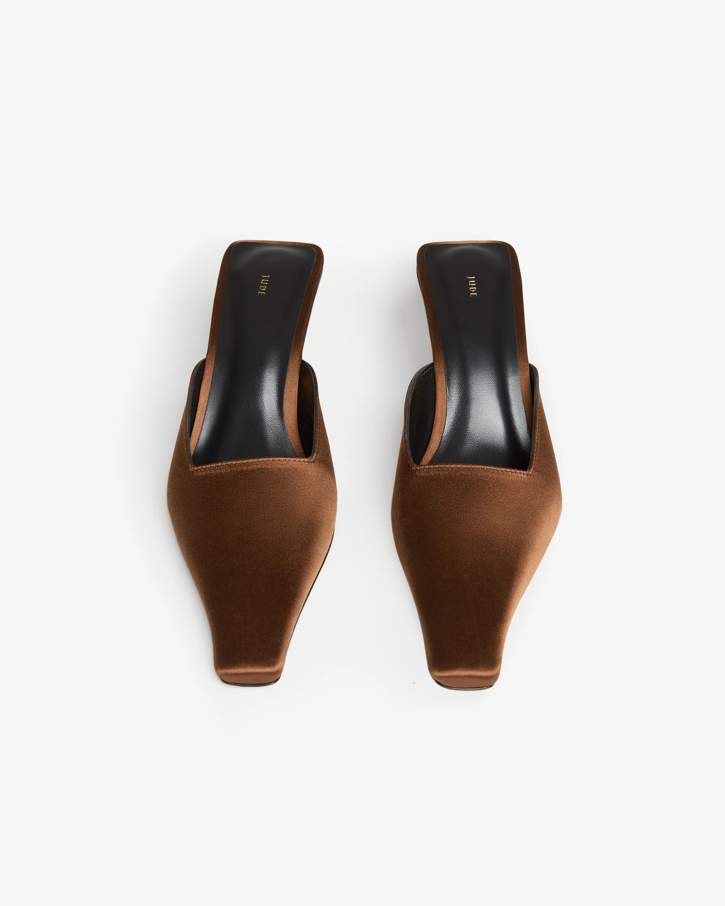 Iris Mule in Brown Silk Satin - Image 4