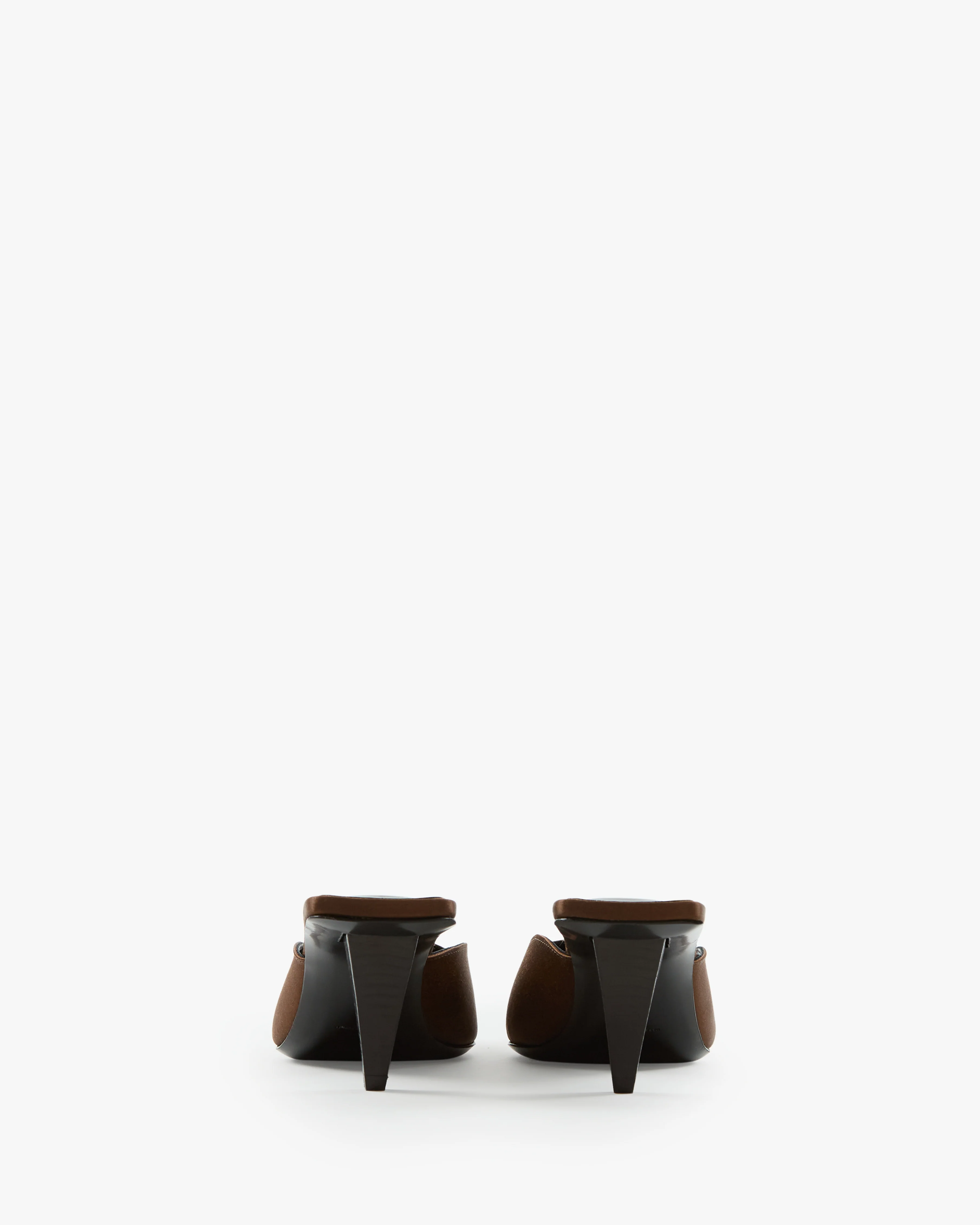 Iris Mule in Brown Silk Satin - Image 5