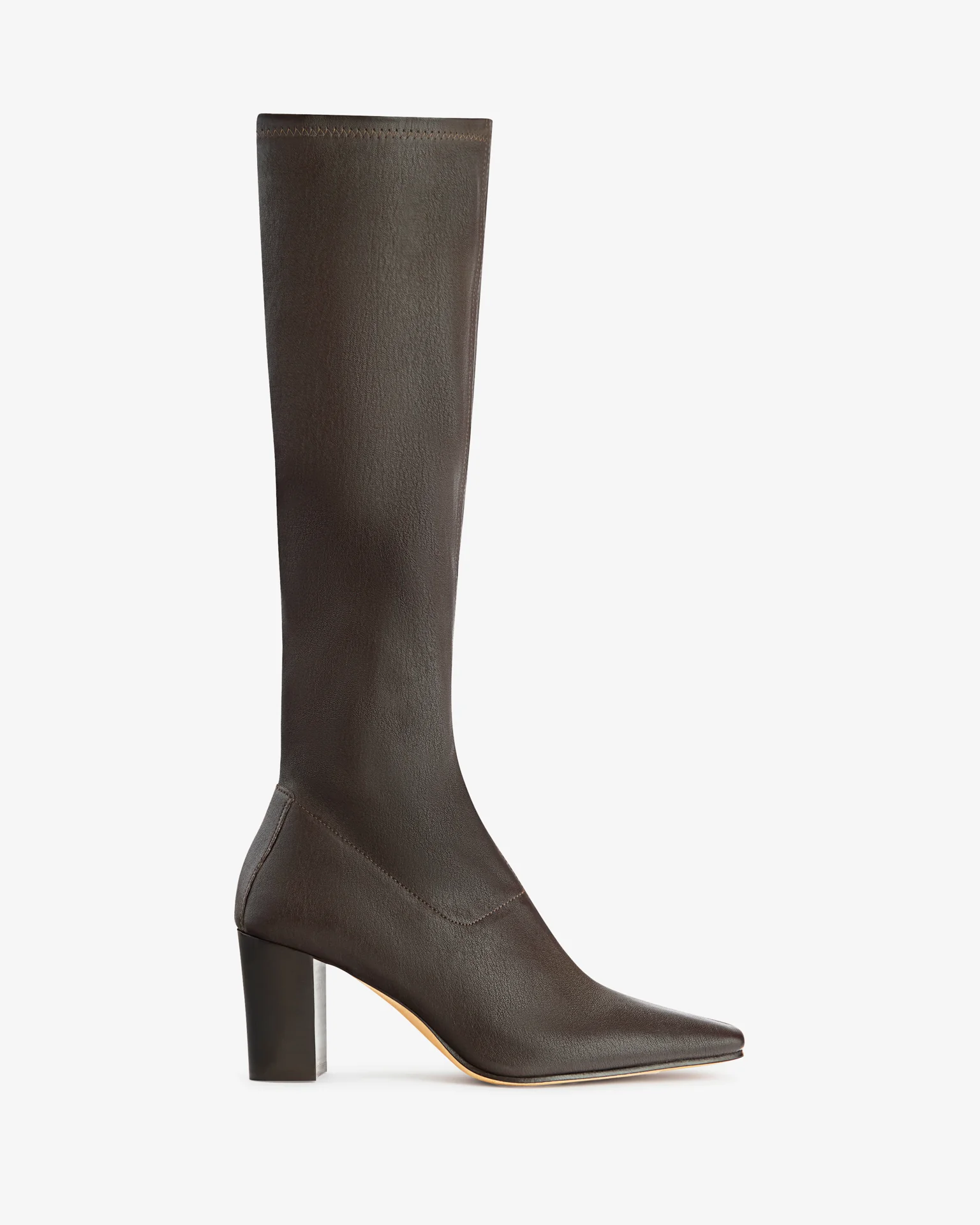 memo knee boot in brown stretch leather