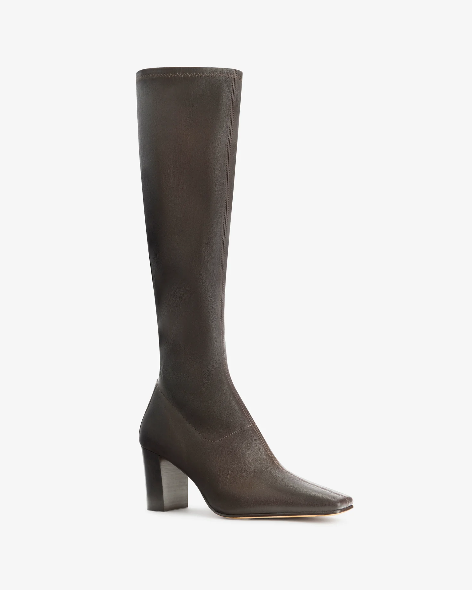 memo knee boot in brown stretch leather - Image 3