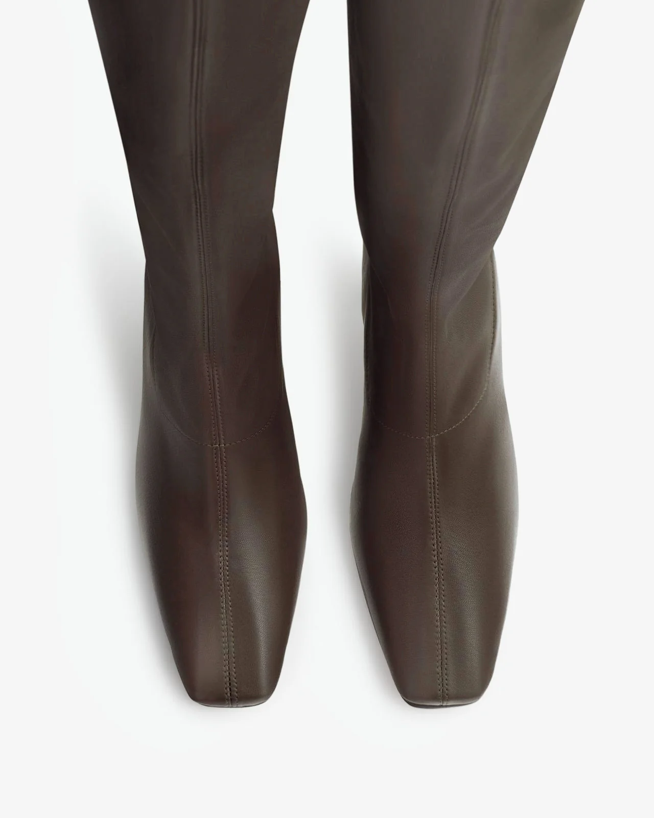 memo knee boot in brown stretch leather - Image 4