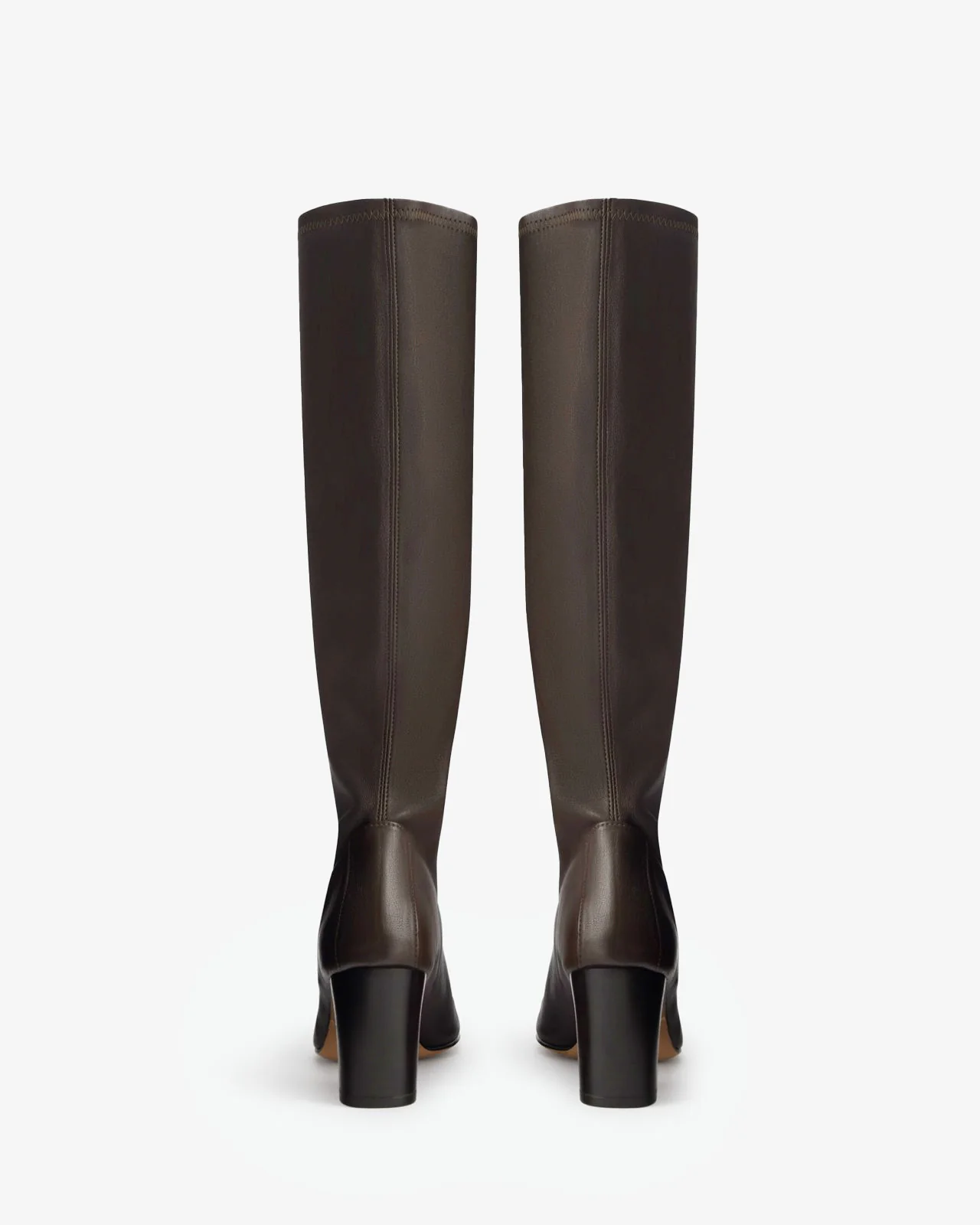 memo knee boot in brown stretch leather - Image 5