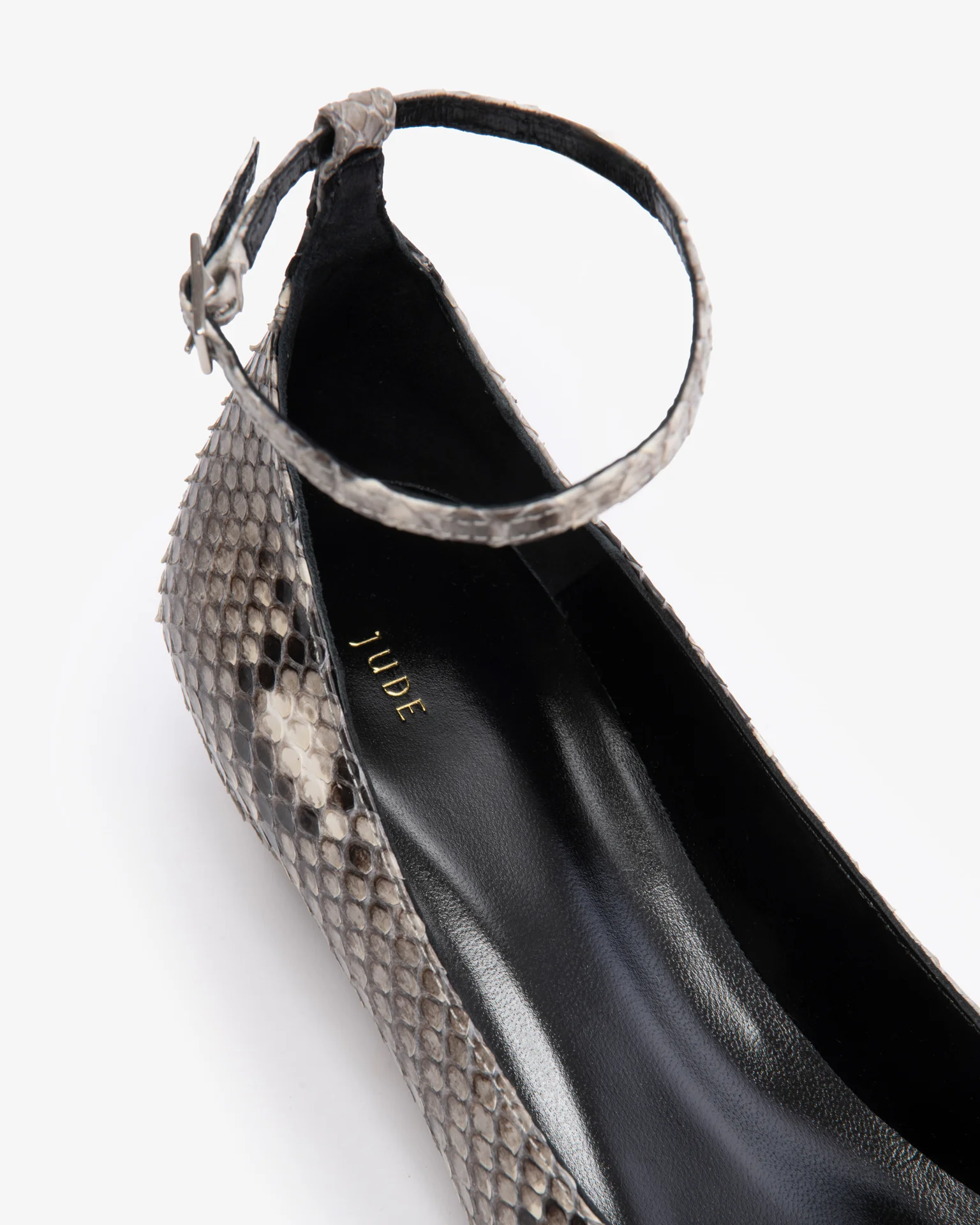Mode Ballerina in Stone Python Leather - Image 3