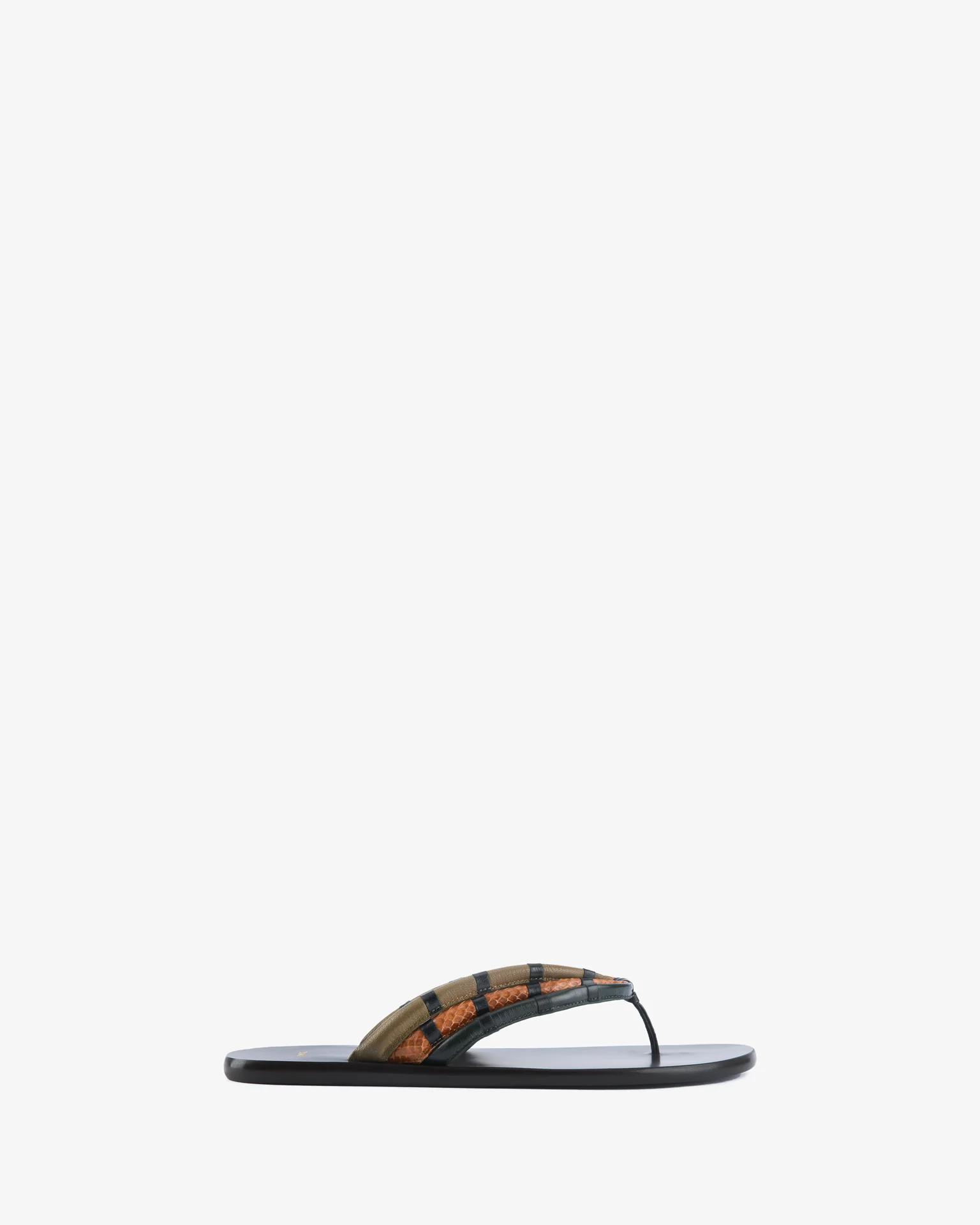 Path Flat Tan Python and Green Leather