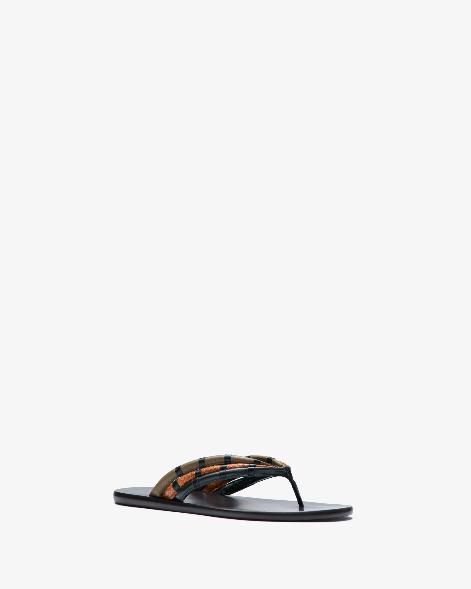 Path Flat Tan Python and Green Leather - Image 3