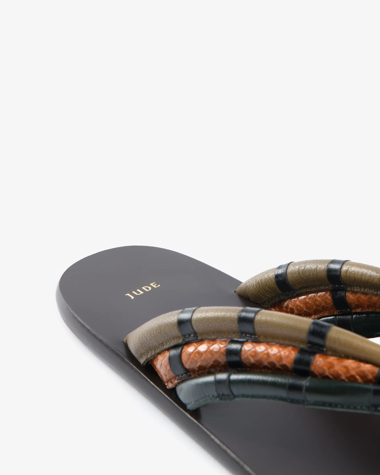 Path Flat Tan Python and Green Leather - Image 6